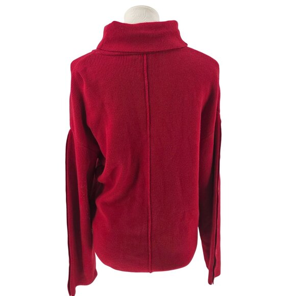 Elena Wang Red Button-Side Turtleneck Sweater S - Picture 3 of 12
